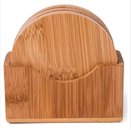 Eco‑Friendly All‑Natural Wood Coasters Set – Personalized Corporate Gift of 6