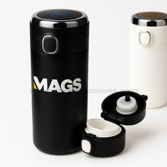 Smart LED temperature display vacuum flask 420ml beige