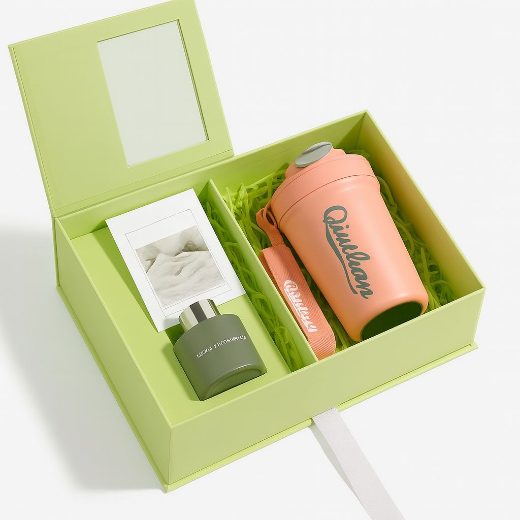 Thermos flask gift set corporate box with diffuser and card