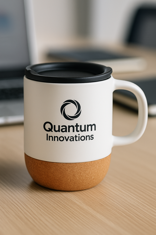 Custom Ceramic & Cork Promotional Mug with Lid