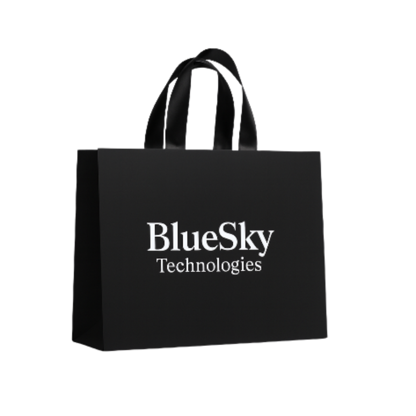 Luxury Black Promotional Tote Bag with Satin Handles – Custom Printed Gift Bag