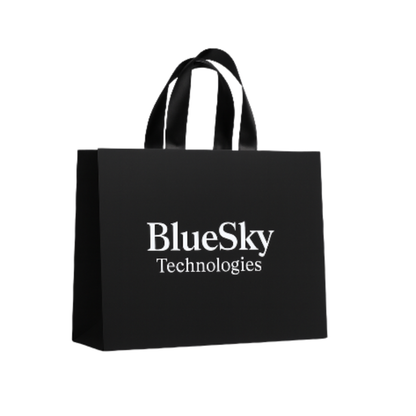 Luxury Black Promotional Tote Bag with Satin Handles – Custom Printed Gift Bag