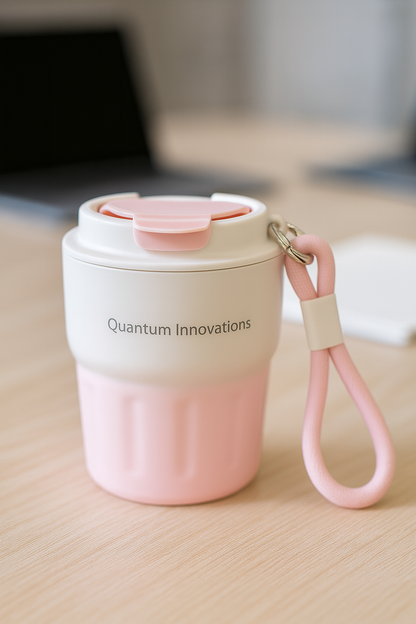 Premium Pink Promotional Travel Mug with Logo