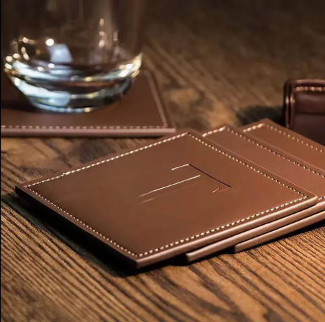 customisable-leather-logo-coaster