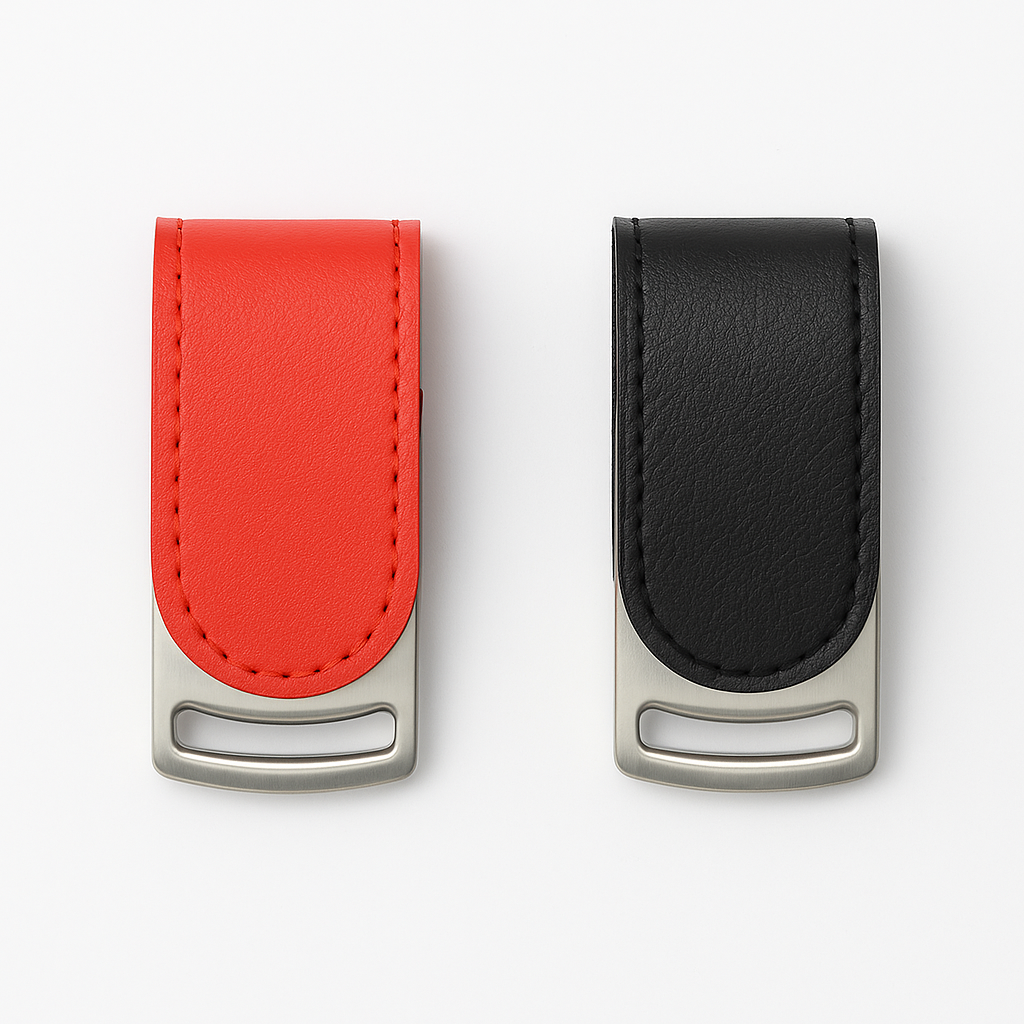 Modern Leather Branded USB Sticks – Custom Logo Flash Drives for Corporate Gifting